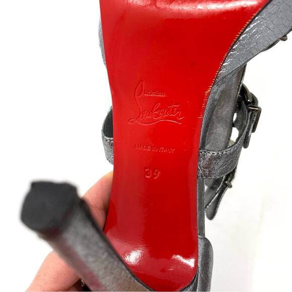 Christian Louboutin Lima 120 Silver Platform Buckle Sandals Heels 39 - Picture 10 of 14